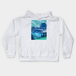 Glacier National Park and Kintla Lake in Montana United States WPA Poster Art Color Kids Hoodie